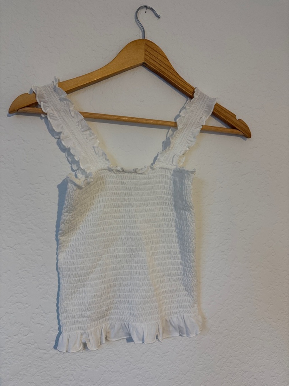 Roxy White Smocked Ruffle Tank - Picture 3 of 3